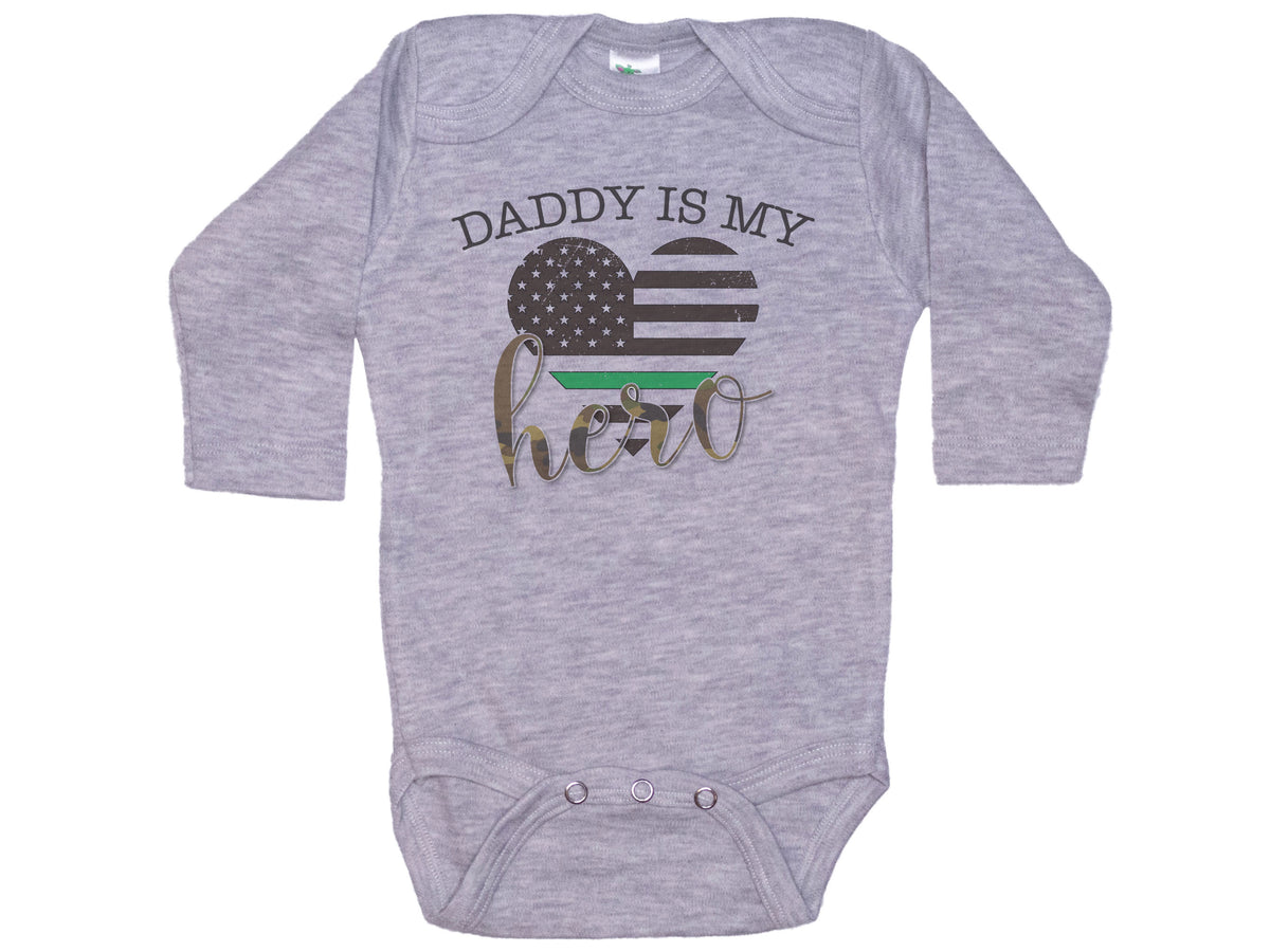 Daddy Is My Hero-Thin Green Line Onesie®