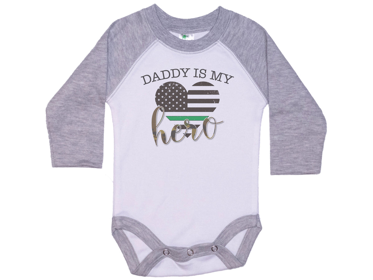 Daddy Is My Hero-Thin Green Line Onesie®