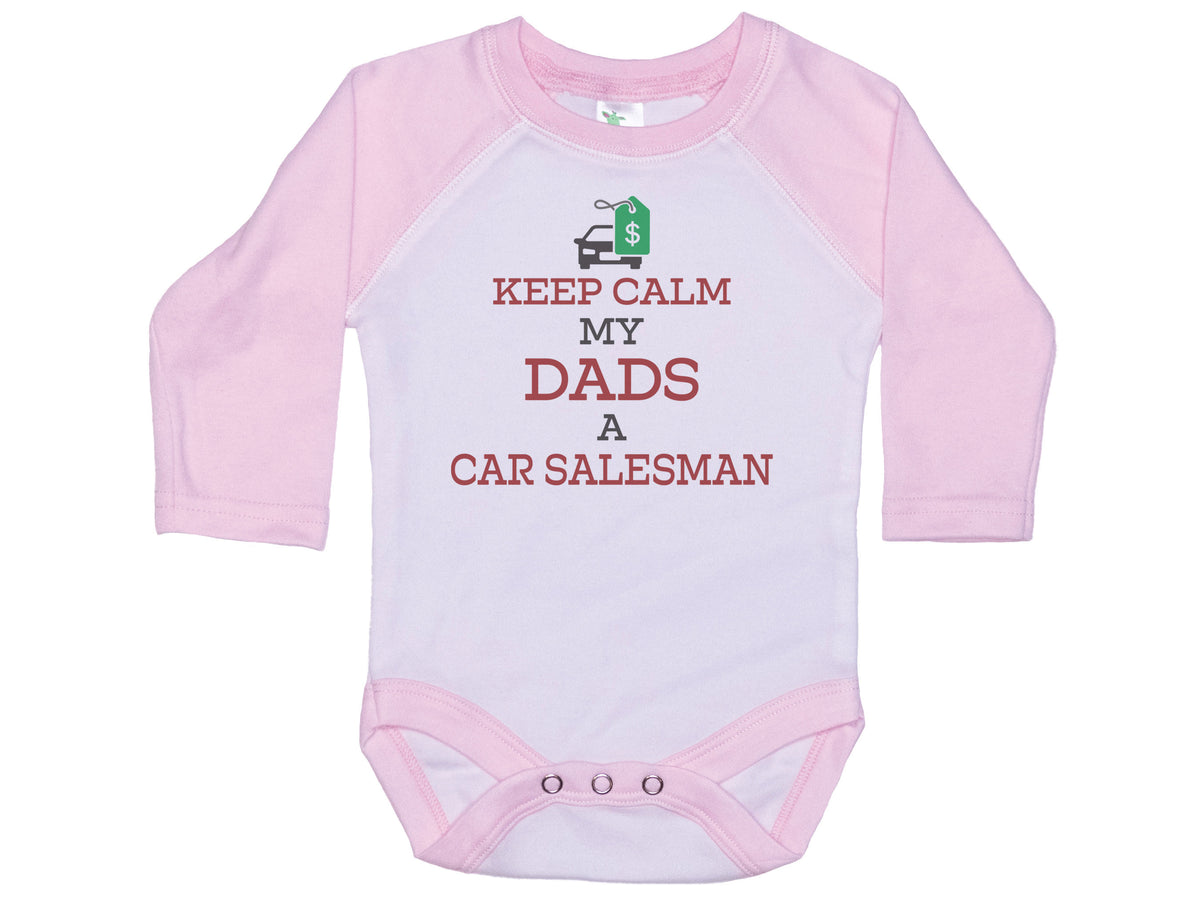 Keep Calm My Dad's A Car Salesman Onesie®