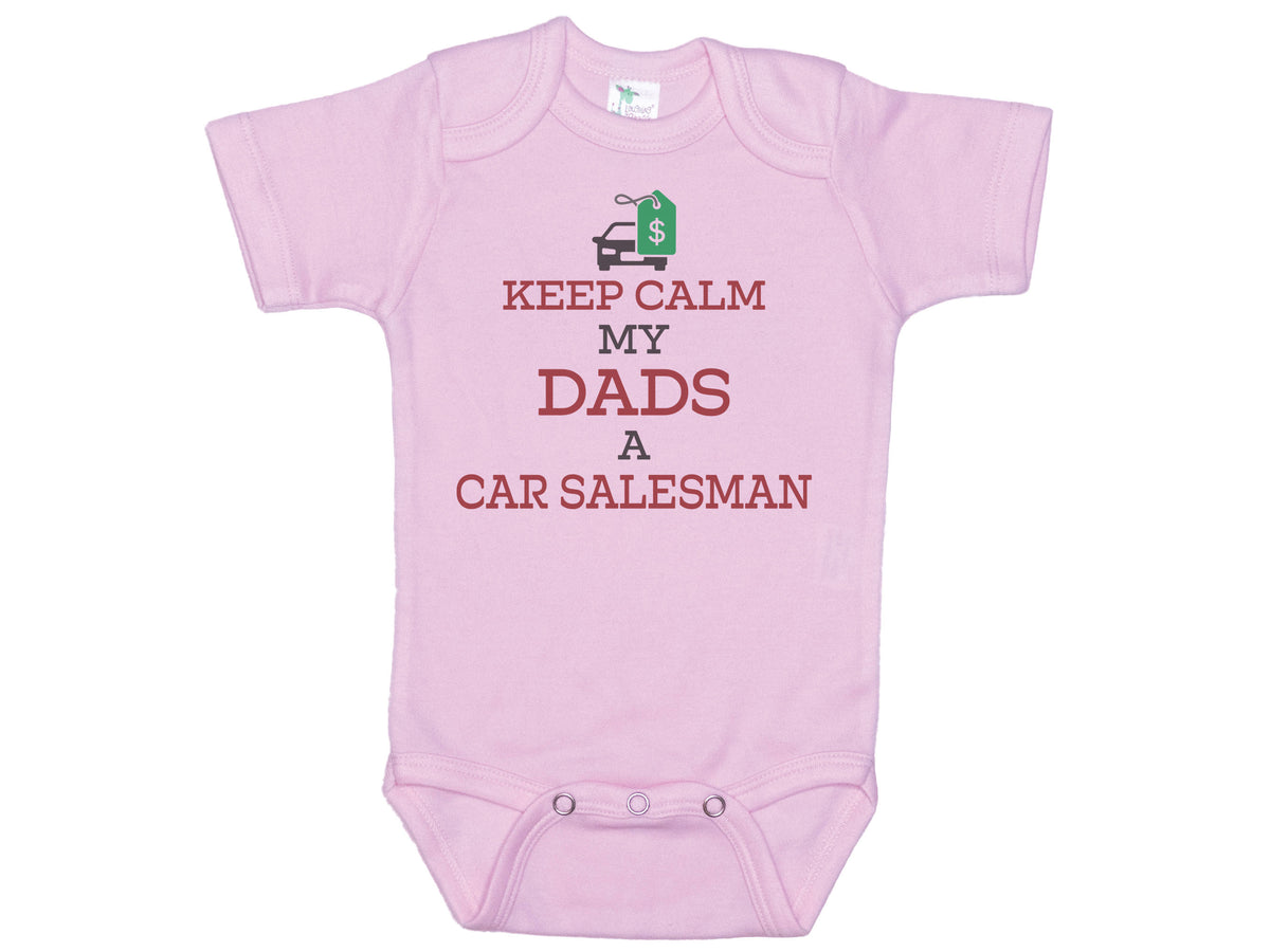Keep Calm My Dad's A Car Salesman Onesie®