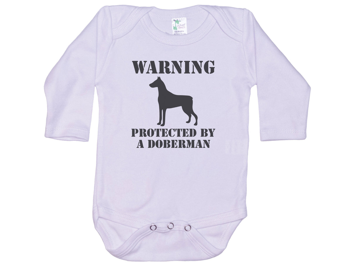 Warning Protected By Doberman Onesie®