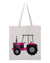 Pink Plaid Tractor Tote Bag
