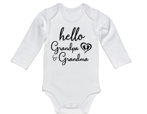 Hello Grandpa And Grandma Baby Onesie