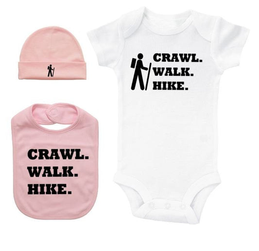 Hiking Onesie, Hiking Bundle, Baby Hiking Outfit, Baby Shower, Gift For Baby, Crawl Walk Hike, Hiking Baby, Hiking Apparel, Hike Outfit - Chase Me Tees LLC