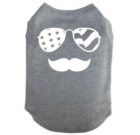 America Dog Shirt, Glasses And Mustache, 4th Of July Dog Shirt, American Dog T, Dog Shirt, Funny Puppy Clothes, Merica Dog Shirt, Dog Tee - Chase Me Tees LLC