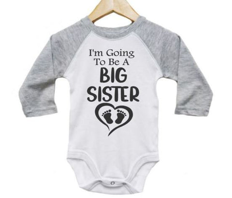 Big Sister Onesie, I'm Going To Be A Big Sister, Big Sister Raglan Onesie, Baby Announcements, Big Sister Bodysuit, Big Sis Oneise, Big Sis - Chase Me Tees LLC