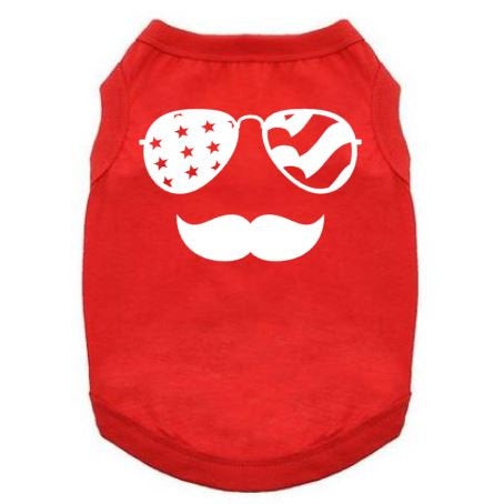 America Dog Shirt, Glasses And Mustache, 4th Of July Dog Shirt, American Dog T, Dog Shirt, Funny Puppy Clothes, Merica Dog Shirt, Dog Tee - Chase Me Tees LLC