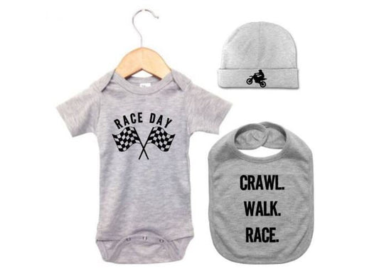 Dirt Bike Onesie, Dirt Bike Bundle, Baby Shower Gift, Motocross Onesie, Race Day, Crawl Walk Ride, Dirt Bike Bodysuit, Dirt Bike Baby, Cute - Chase Me Tees LLC