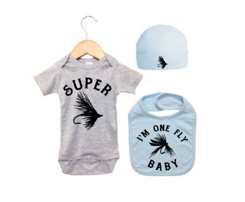 Fly Fishing Onesie, Fly Fishing Baby Outfit, Baby Shower, Gift For Baby, Super Fly, Fishing Gift Set, Baby Fly Fishing, Infant Fishing, Fish - Chase Me Tees LLC
