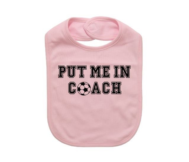 Baby Soccer Bib, Put Me In Coach, Newborn Bib, Soccer Apparel, Infant Futbol Bibs, Cute Baby Clothes, Baby Shower Gift, Futbol Bibs, Newborn - Chase Me Tees LLC