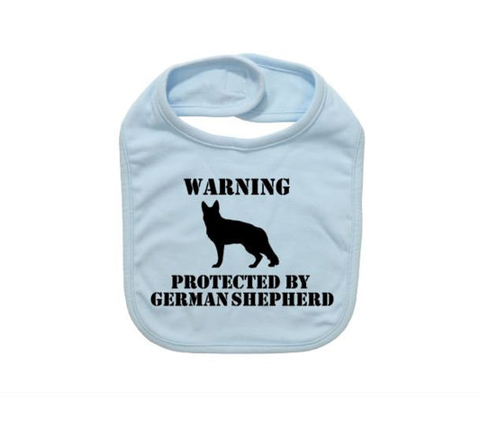 Baby German Shepherd Bib, Warning Protected By German Shepherd, Baby Shower, Gift For Baby, Newborn Bibs, German Shepherd Bib, Infant Bib - Chase Me Tees LLC
