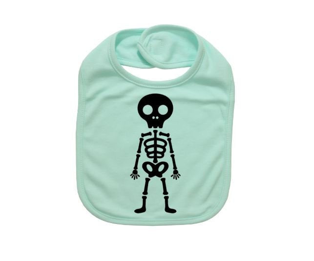 Halloween Baby Bib, Skeleton, Skeleton Bib, Baby Shower, Gift For Baby, Baby Bibs, Newborn Bib, Infant Halloween Bib, Baby Halloween, Trendy - Chase Me Tees LLC
