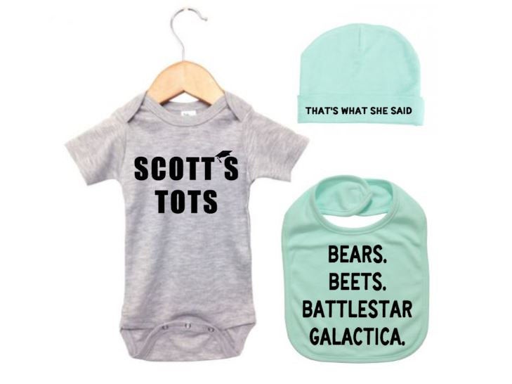 Scott's Tots Baby Onesie, Scott's Tots, The Office Bundle, The TV Show "The Office", Baby Shower Gift, The Office Baby Outfit, Funny Baby - Chase Me Tees LLC