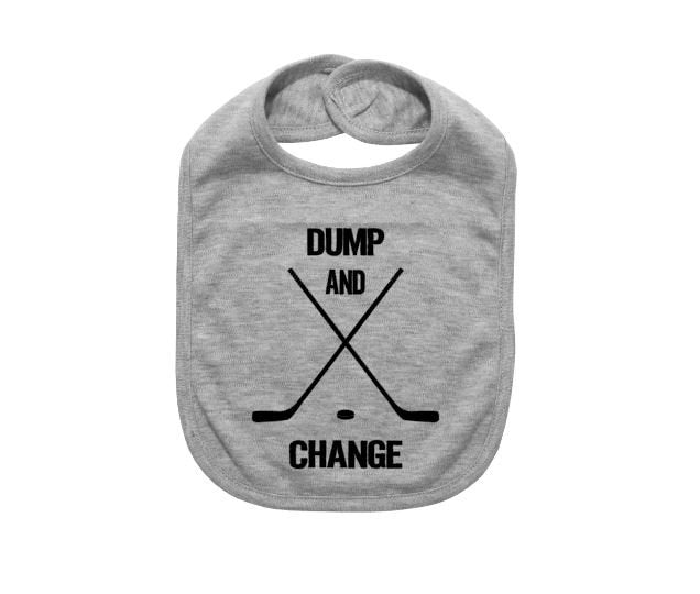 Baby Hockey Bib, Dump And Change. Baby Shower, Gift For Baby, Newborn Bib, Funny Infant Bib, Hockey Baby, Hockey Bibs, Cute Newborn Bibs - Chase Me Tees LLC