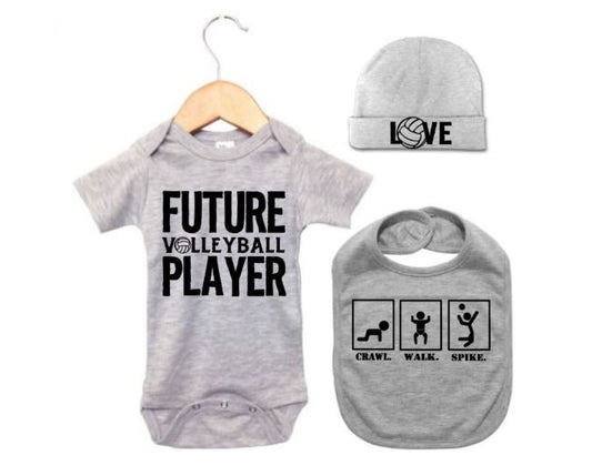 Baby Volleyball Outfit, Baby Shower, Gift Set For Baby, Newborn Volleyball Onesie, Infant V-ball Bodysuit, Volleyball Baby, V-ball Baby - Chase Me Tees LLC