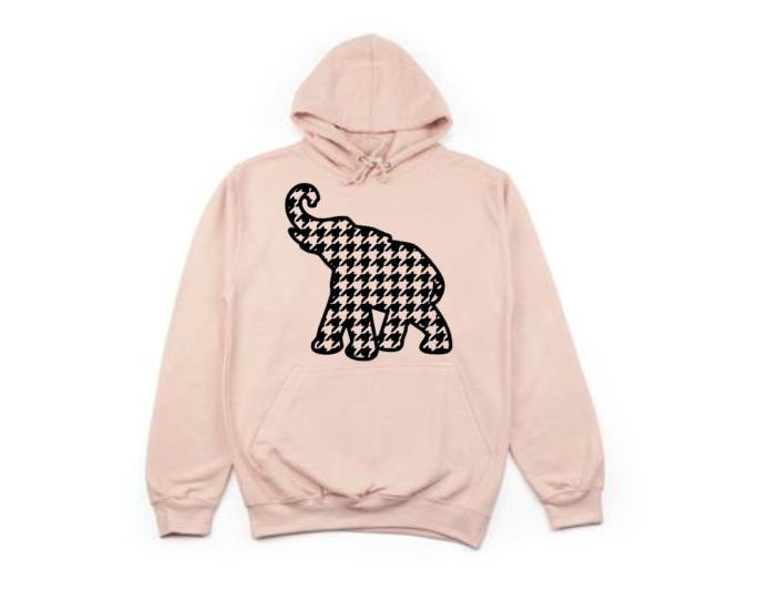 Unisex Hoodie, Houndstooth Elephant, Roll Tide Apparel, Alabama Hoodie, Alabama Football, Sports Hoodie, Football Hoodie, Alabama Apparel - Chase Me Tees LLC