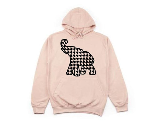 Unisex Hoodie, Houndstooth Elephant, Roll Tide Apparel, Alabama Hoodie, Alabama Football, Sports Hoodie, Football Hoodie, Alabama Apparel - Chase Me Tees LLC