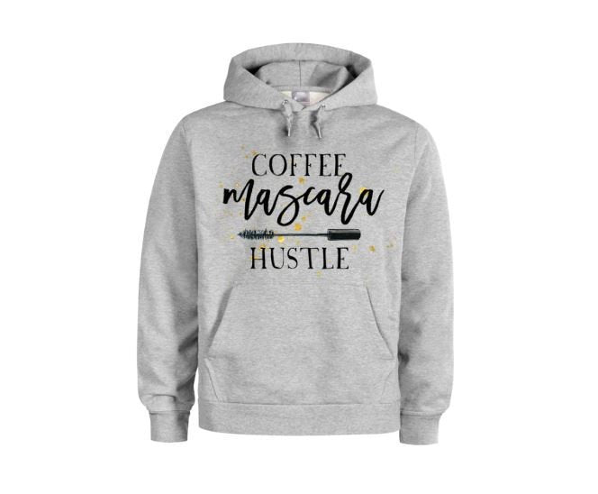 Coffee Mascara Hustle, Women's Hoodies, Funny Hoodies, Gift For Her, Ladies Hoodie, Coffee, Mascara, Hustle, Graphic Hoodie, Girls Hoodie - Chase Me Tees LLC