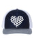 Heart Hat, Polka Dot Heart, Trucker Hat, Heart Cap, Adjustable, Women's Trucker Hat, Polka Dot Hat, Heart Snapback, 10 Colors!, White Text - Chase Me Tees LLC