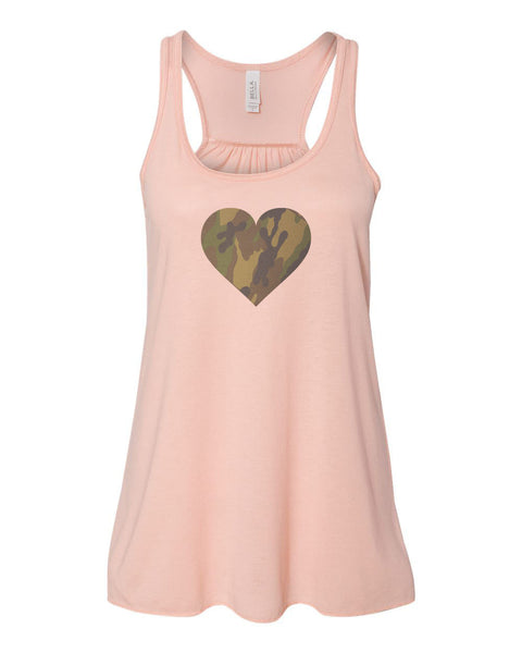 Racerback, Camo Heart, Camo Tank Top, I Love Camo, Fit, Workout Clothes, Soft Bella Canvas, Sublimation, Gift For Her, Racerback Tank Top - Chase Me Tees LLC