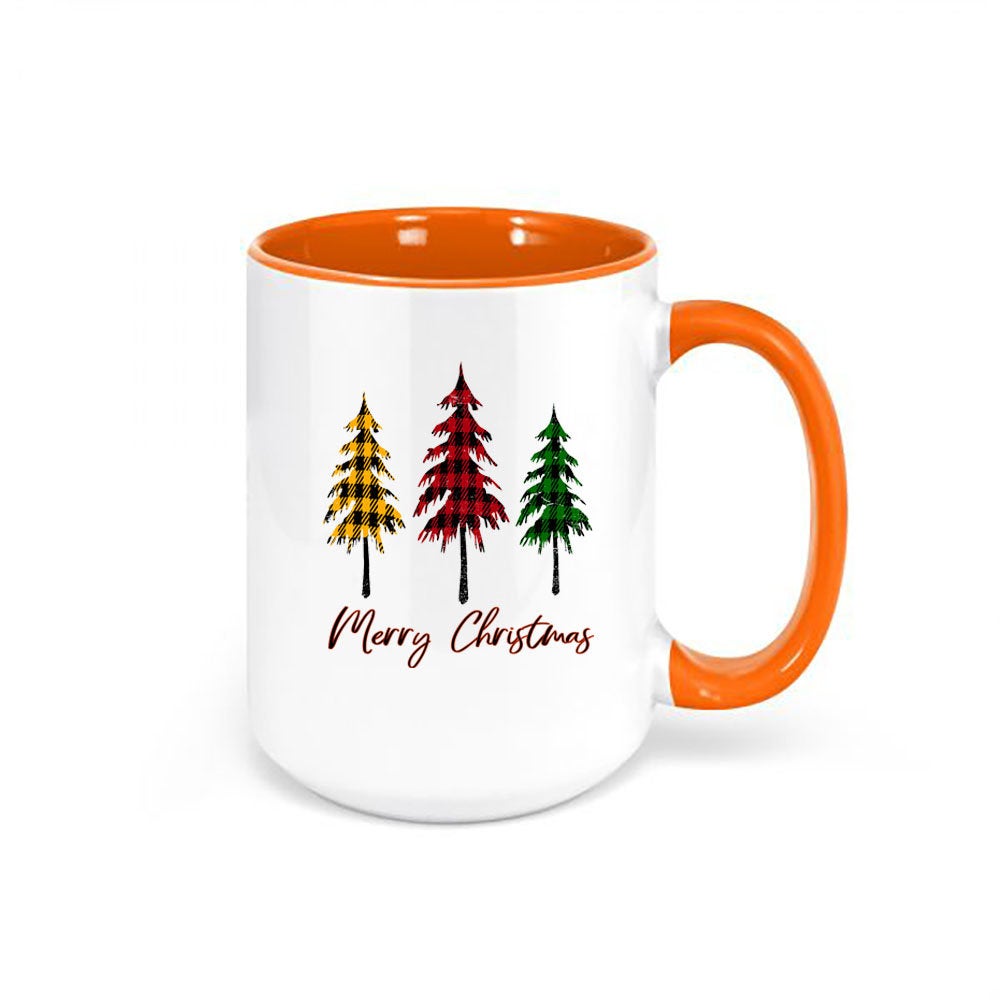 Merry Christmas Mug, Christmas Mug, Plaid Christmas Tree, Christmas Coffee Mug, Plaid Mug, Buffalo Plaid Mug, Christmas Cup, 15oz - Chase Me Tees LLC