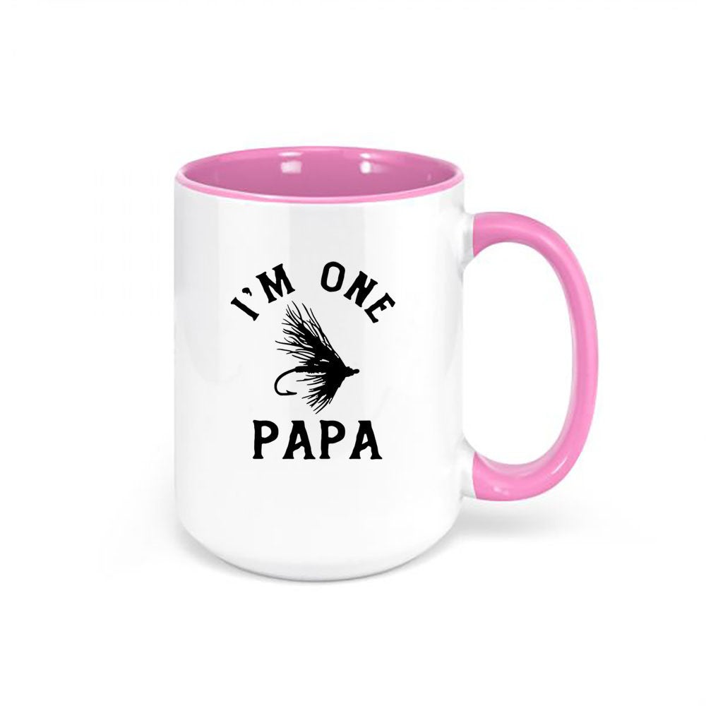 Papa Mug, I'm One Fly Papa, Papa Coffee Cup, Gift For Papa, Grandpa Coffee Cup, Trout Fishing Mug, Gift For Grandpa, Elk Hair Caddis, Mugs - Chase Me Tees LLC