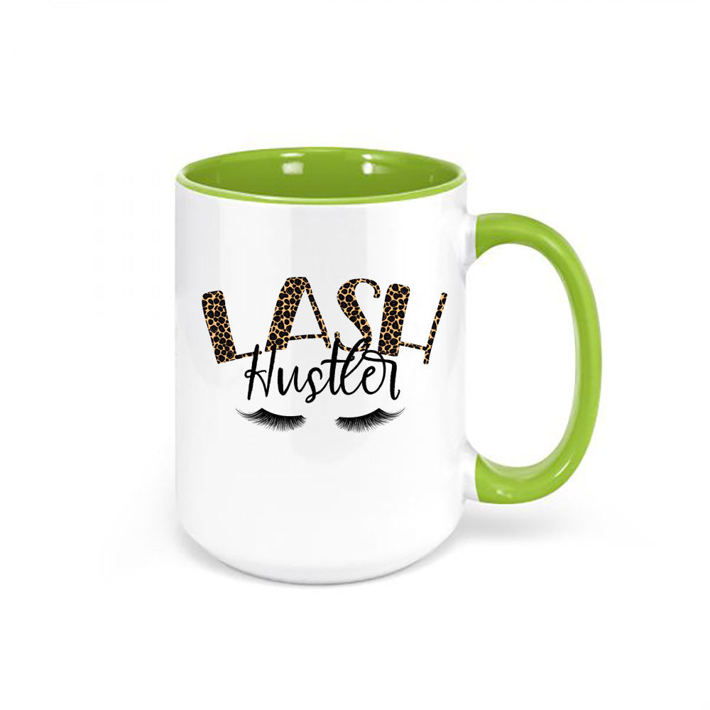 Lash Hustler, Lash Mug, Gift For Esthetician, Esthetician Mug, Eyelash Cup, Gift For Her, Makeup Artist, Sublimated Mugs, Salon Mug, Leopard - Chase Me Tees LLC