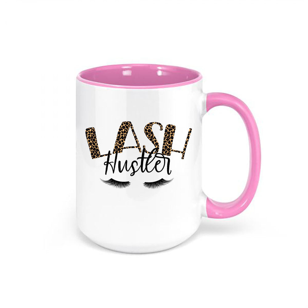 Lash Hustler, Lash Mug, Gift For Esthetician, Esthetician Mug, Eyelash Cup, Gift For Her, Makeup Artist, Sublimated Mugs, Salon Mug, Leopard - Chase Me Tees LLC