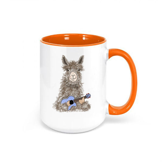 Llama Coffee Cup, Ukulele Llama, Llama Mug, Gift For Llama Lover, Llama Cup, Sublimated Design, Gift For Her, Ukulele Mug, Ukulele Player - Chase Me Tees LLC