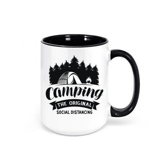 Camping The Original Social Distancing, RV Lover, Camping Mug, Camping Coffee Cup, Social Distancing Mug, Camping Life, Funny Coffee Mugs - Chase Me Tees LLC