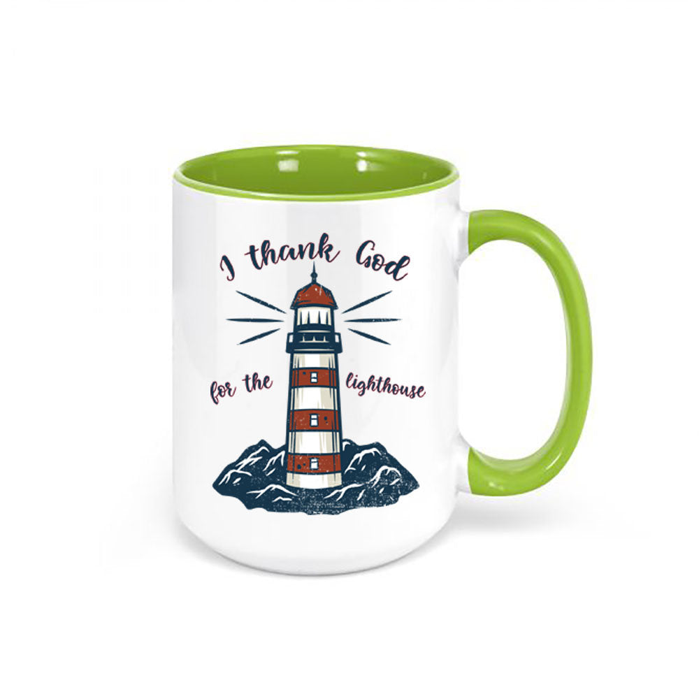 Lighthouse Mug, I Thank God For The Lighthouse, Lighthouse Coffee Cup, Christian Mug, Lighthouse Cup, Religious Mugs, Gift For Her, Jesus - Chase Me Tees LLC