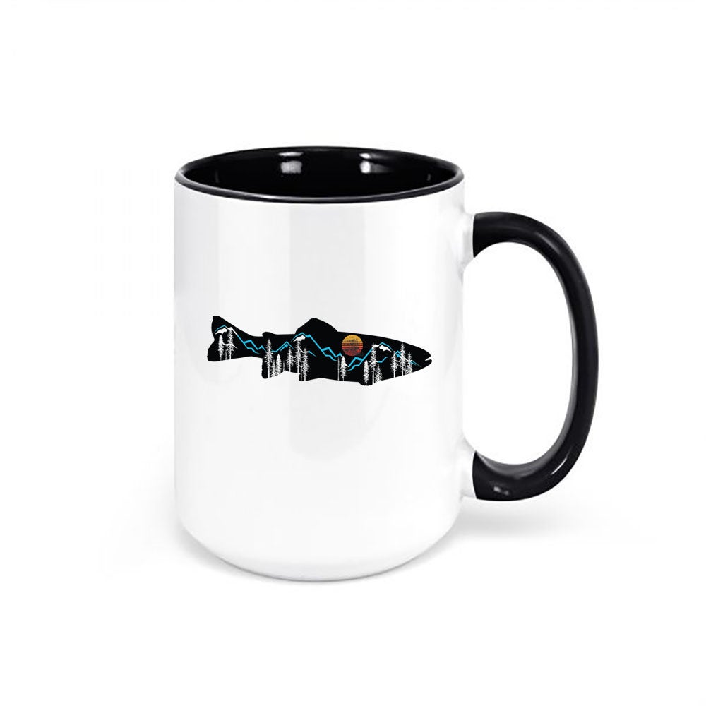 Trout Fishing Mug, Mountain Trout, Fly Fishing Mug, Fishing Coffee Mug, Mountain Mug, Gift For Him, Outdoors Mug, Birthday Gift, Dad Mugs - Chase Me Tees LLC