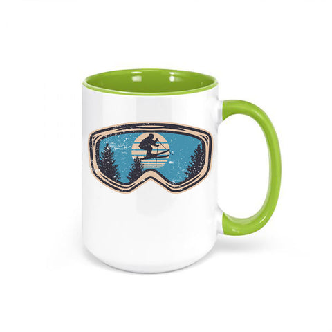 Skiing Coffee Mug, Ski Goggles, Ski Mug, Gift For Skier, Skiing Cup, Gift For Him, Skier Coffee Mug, Skiing Goggles, Mountain Mug, Ski Cup - Chase Me Tees LLC