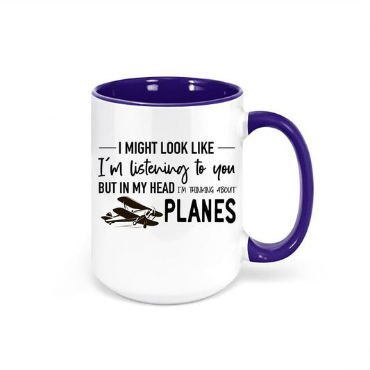 Plane Mug, Thinking About Planes, Plane Gift, Gift For Him, Plane Lover, Father's Day Gift, Planes, Plane Coffee Cup, Plane Cup, Grandpa - Chase Me Tees LLC