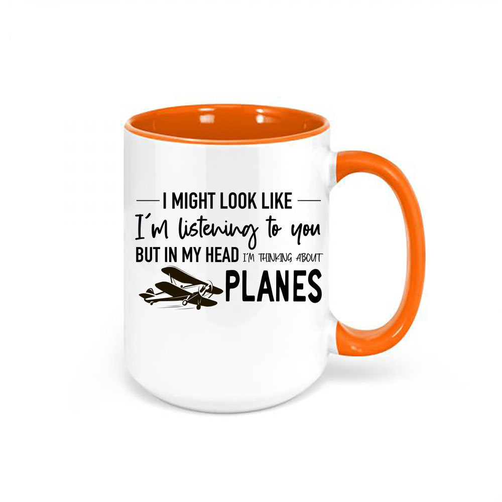 Plane Mug, Thinking About Planes, Plane Gift, Gift For Him, Plane Lover, Father's Day Gift, Planes, Plane Coffee Cup, Plane Cup, Grandpa - Chase Me Tees LLC