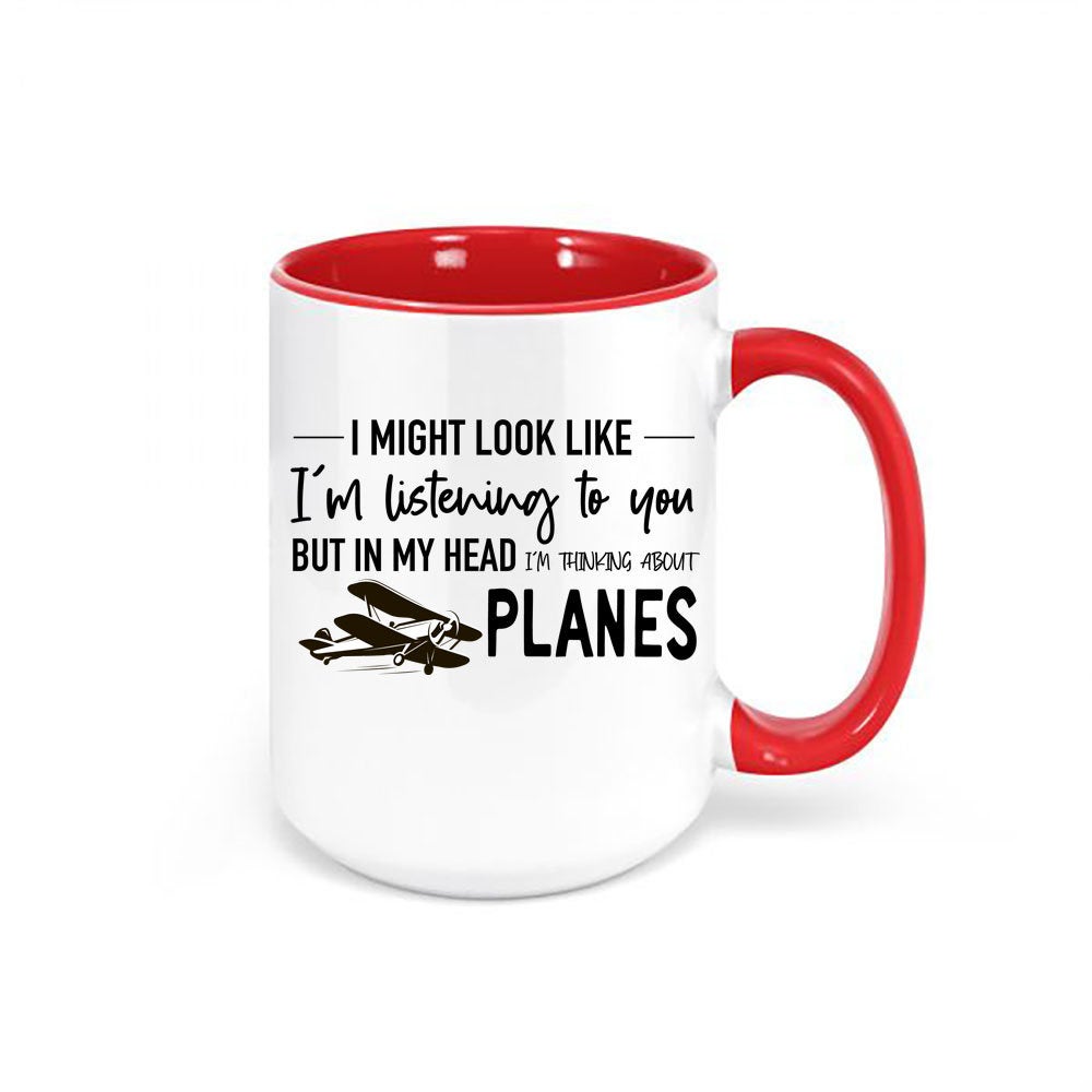 Plane Mug, Thinking About Planes, Plane Gift, Gift For Him, Plane Lover, Father's Day Gift, Planes, Plane Coffee Cup, Plane Cup, Grandpa - Chase Me Tees LLC