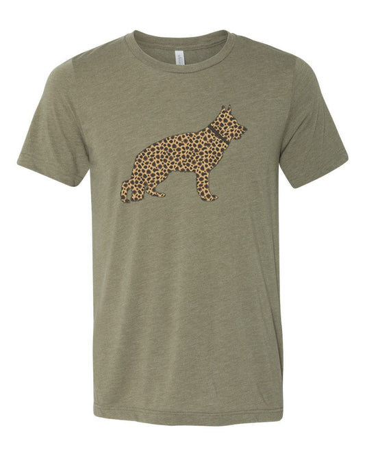 German Shepherd Shirt, Leopard German Shepherd, German Shepherd Tshirt, Dog Mom Shirt, Gift For Her, K-9 Shirt, Unisex Fit, German Shepherd - Chase Me Tees LLC