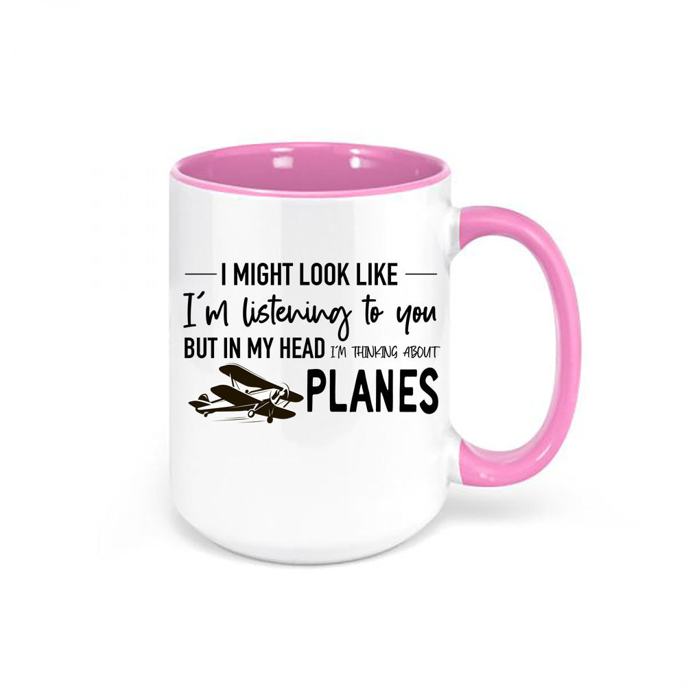 Plane Mug, Thinking About Planes, Plane Gift, Gift For Him, Plane Lover, Father's Day Gift, Planes, Plane Coffee Cup, Plane Cup, Grandpa - Chase Me Tees LLC