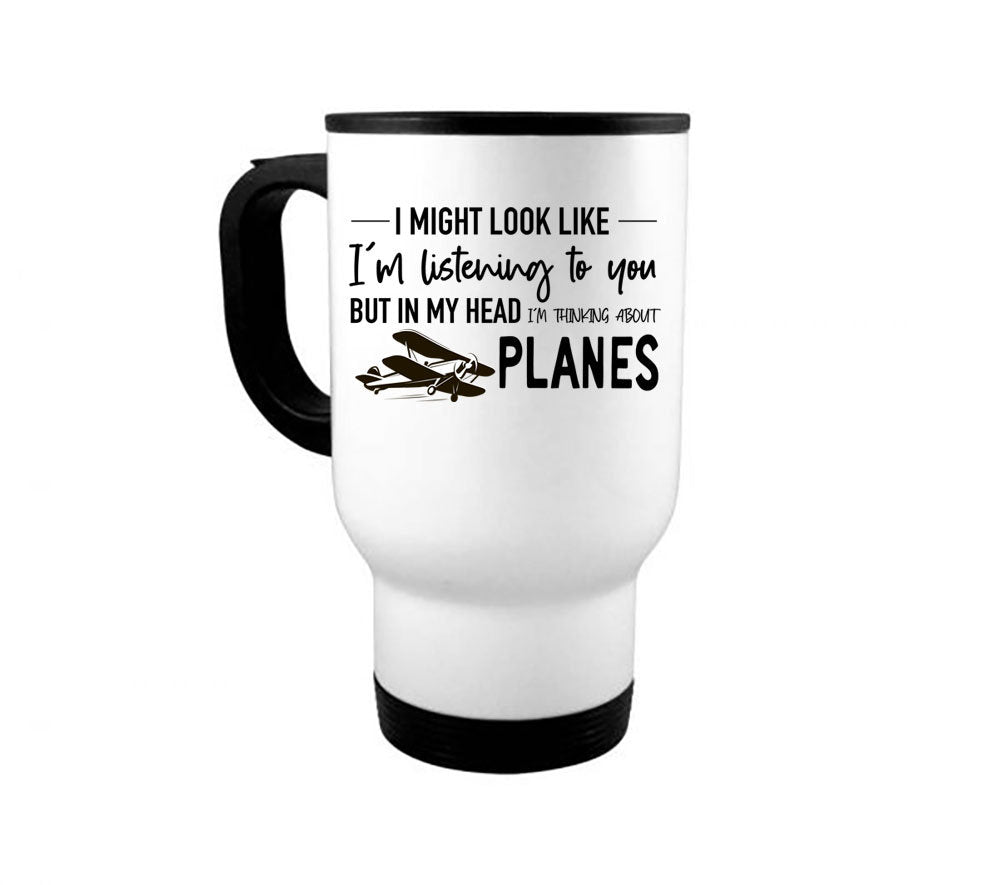 Plane Mug, Thinking About Planes, Plane Gift, Gift For Him, Plane Lover, Father's Day Gift, Planes, Plane Coffee Cup, Plane Cup, Grandpa - Chase Me Tees LLC