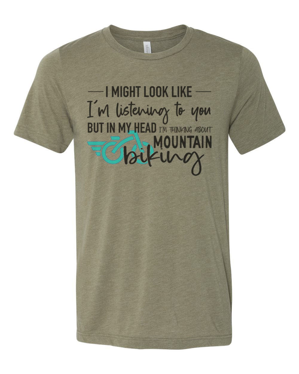Mountain Bike Shirt, Thinking About Mountain Biking, Biking Gift, Gift For Biker, Unisex Fit, Gift For Her, Biking Apparel, Sublimated Tee - Chase Me Tees LLC