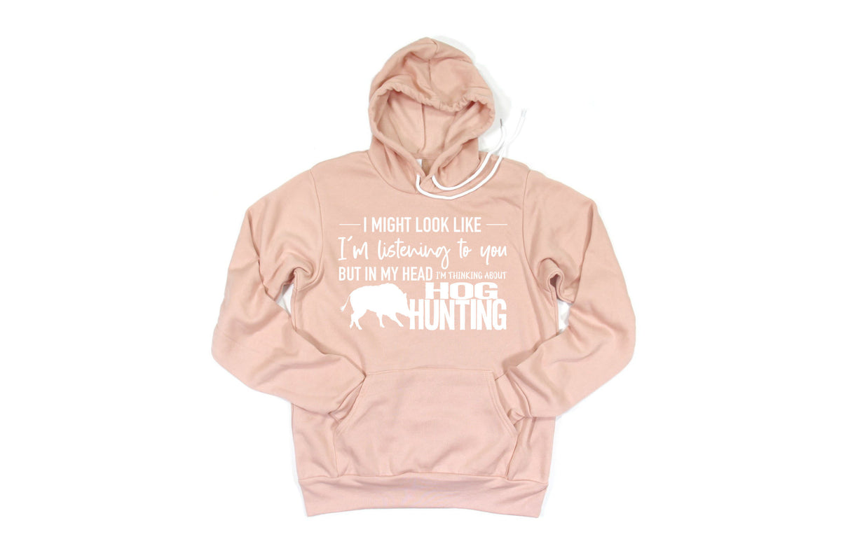 Hog Hunting Hoodie, Thinking About Hot Hunting, Wild Boar Hunting, Gift For Hunter, Hog Hunting Gift, Hunting Hoodie, Gift For Him, Dad Gift - Chase Me Tees LLC