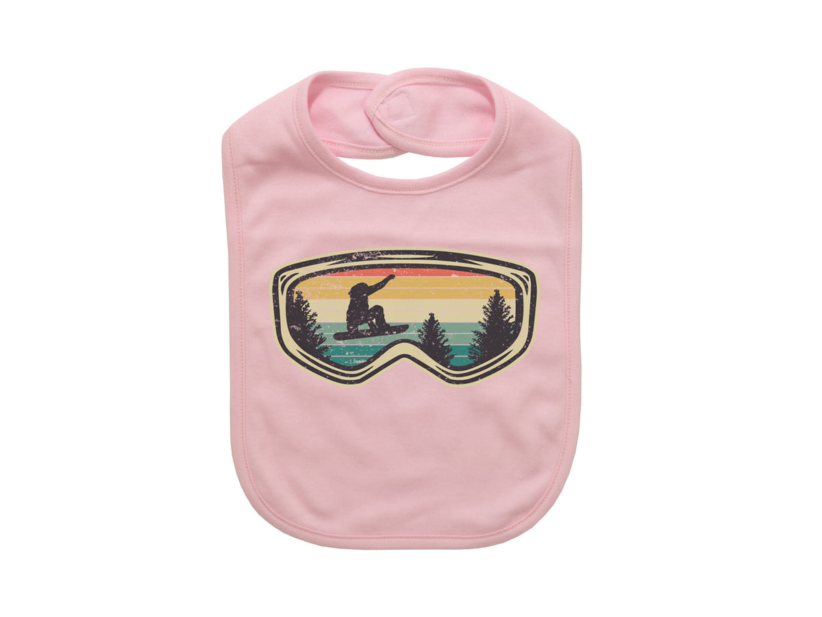 Snowboarding Bib, Snowboard Goggles, Baby Snowboarding Gift, Winter Sports, Skiing Baby Bib, Future Snowboarder, Baby Shower Gift, Snow - Chase Me Tees LLC