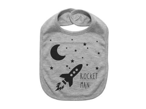 Space Baby Bib, Rocket Man, Rocket Baby Bib, Gift For Baby Boy, Baby Shower Gift, Baby Boy Gift, Rocket Bib, Baby Reveal, Newborn Boy Bib - Chase Me Tees LLC