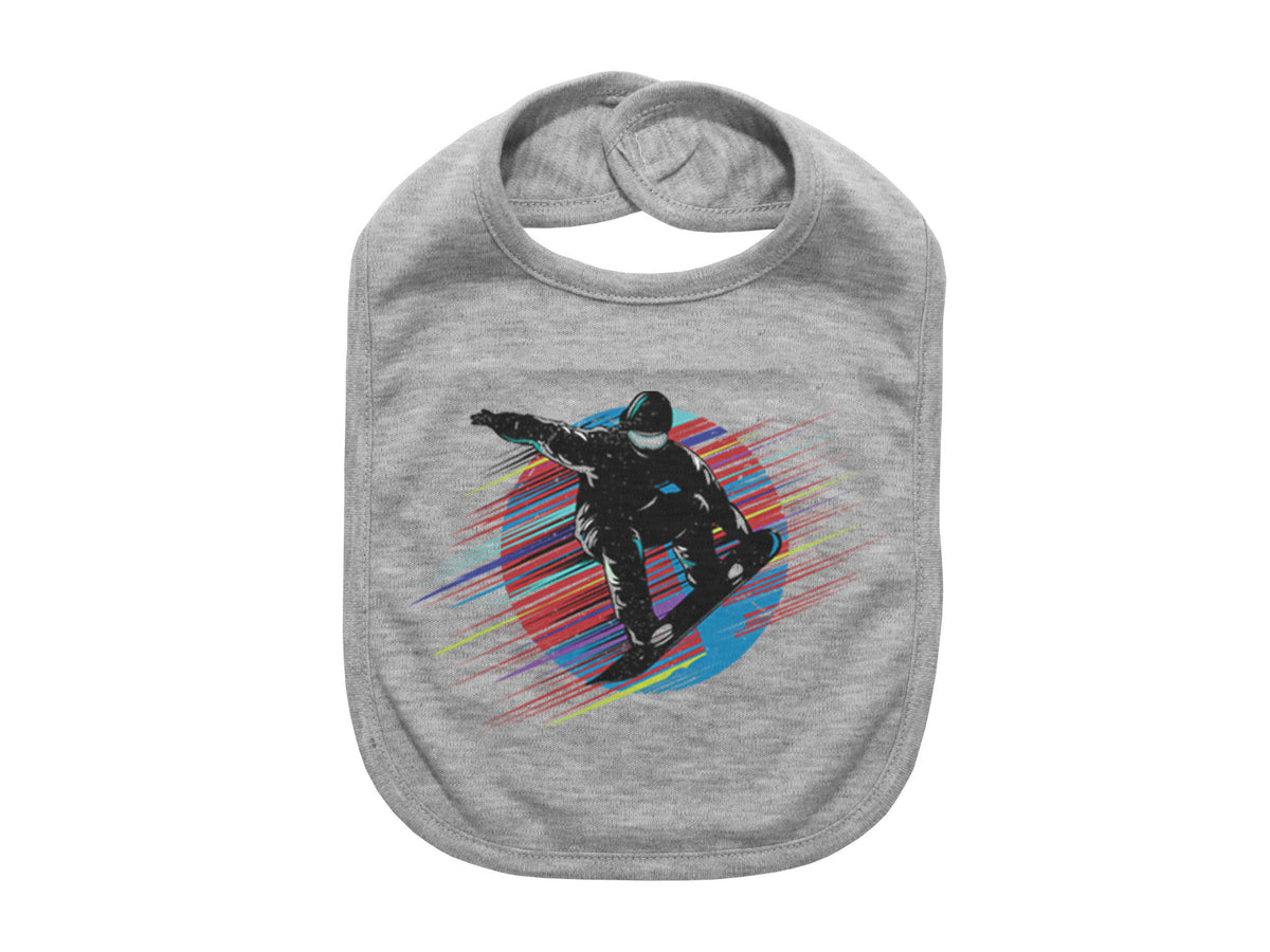 Snowboarding Bib, Snowboard Sun, Baby Snowboarding Gift, Winter Sports, Skiing Baby Bib, Future Snowboarder, Baby Shower Gift, Snow - Chase Me Tees LLC