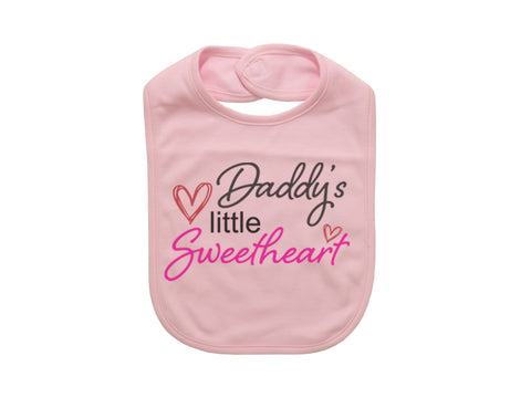 Valentine's Day Bib, Daddy's Little Sweetheart, Sweetheart Bib, Baby Girl Bib, Valentine's Day, Love Day, Baby Girl Gift, Baby Announcement - Chase Me Tees LLC