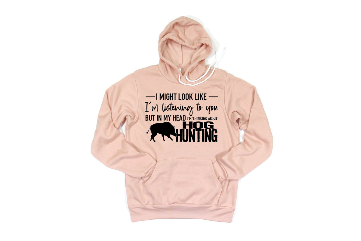 Hog Hunting Hoodie, Thinking About Hot Hunting, Wild Boar Hunting, Gift For Hunter, Hog Hunting Gift, Hunting Hoodie, Gift For Him, Dad Gift - Chase Me Tees LLC