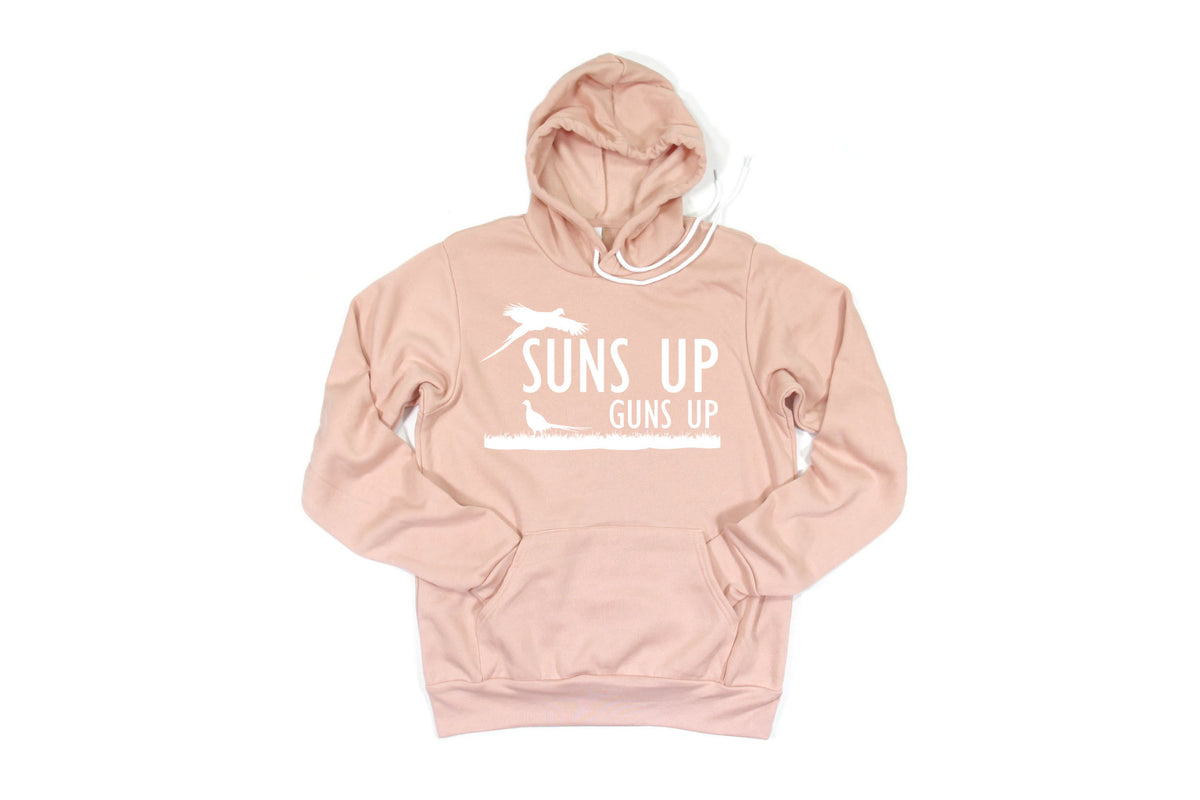 Pheasant Hunting Hoodie, Suns Up Guns Up, Pheasant Hunting, Gift For Him, Hunting Gift, Pheasant Hoodie, Father's Day Gift, Hunting Hoodie - Chase Me Tees LLC