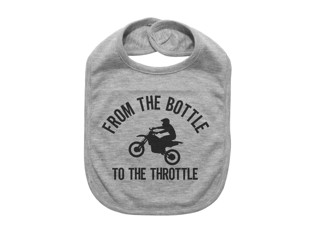 Dirt Bike Bib, From The Bottle To The Throttle, Motocross Baby Bib, Baby Shower Gift, Baby Announcement, Funny Bibs, Dirt Bike Baby, Bibs - Chase Me Tees LLC