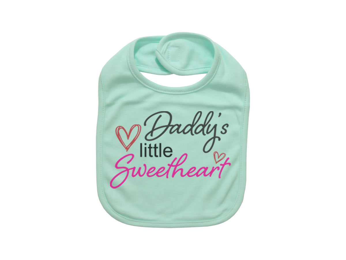 Valentine's Day Bib, Daddy's Little Sweetheart, Sweetheart Bib, Baby Girl Bib, Valentine's Day, Love Day, Baby Girl Gift, Baby Announcement - Chase Me Tees LLC