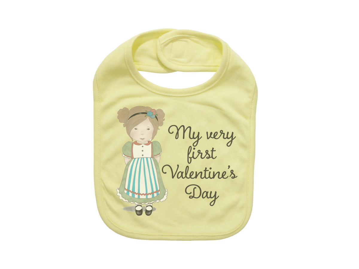My Very First Valentine's Day, Maureen, Valentine's Day Bib, Baby Shower Gift, Cute Baby Bibs, Newborn Bib, Loved Bib, Valentine Bib - Chase Me Tees LLC